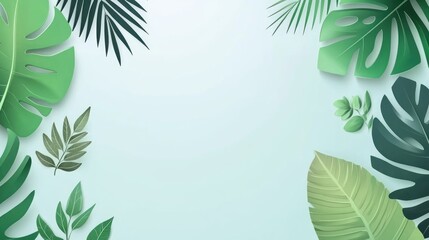 Wall Mural - tropical paradise: lush green leaves background