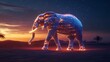© Somphong - 20. Silver elephant raising its trunk while standing in a glowing desert at twilight