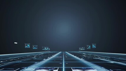 Fototapete - Exploring digital trading landscapes with live data analysis and trend visualizations in a futuristic setting
