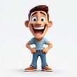 © ArtPixel-Portfolio - Confident 3D cartoon character posing boldly, sporting wide grin and sparkling eyes radiating cheerful energy