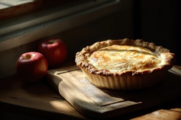 Wall Mural - Delicious Homemade Apple Pie On Wooden Board