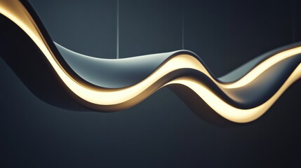 A light fixture with a curved design that is lit up