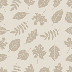 Wall Mural - seamless pattern of silhouette leaves in brown - vector illustrationseamless pattern of silhouette l