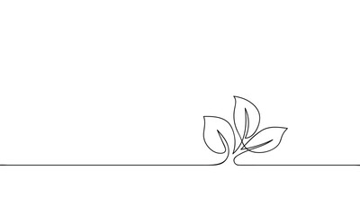 Wall Mural - Growing Sprout Simple Line Art Vector Illustration