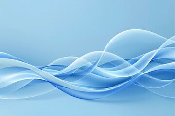 Wall Mural - abstract flowing blue waves on light blue background.