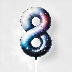 Fototapete - 숫자, 8, 풍선, 일러스트, 수채화, number, eight, balloon, illustration, water colour, jpeg