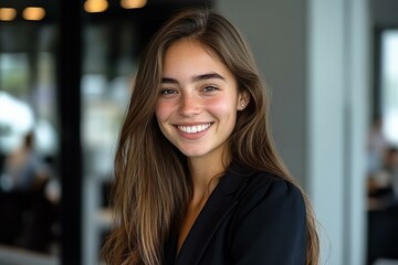 Canvas Print - Portrait of a Smiling Young Woman