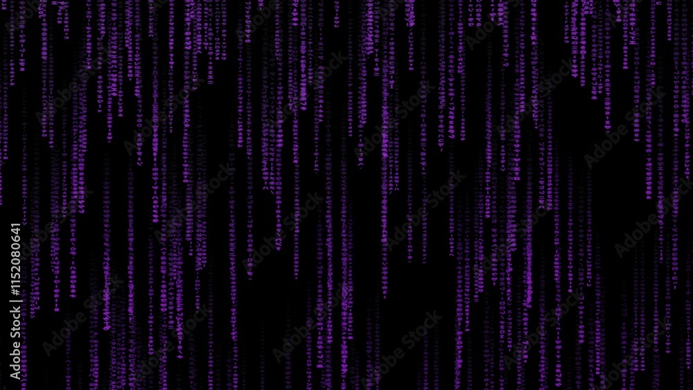 Matrix code, digital rain background, The falling purple characters in ...