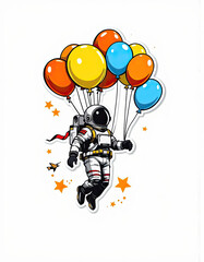 Wall Mural - Astronaut With balloon