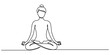 © line drawing - Single line drawing of a girl sitting in a yoga pose. Doodle illustration of relaxing workout, One continuous single line of woman sitting yoga isolated on white background, Person sitting in lotus.