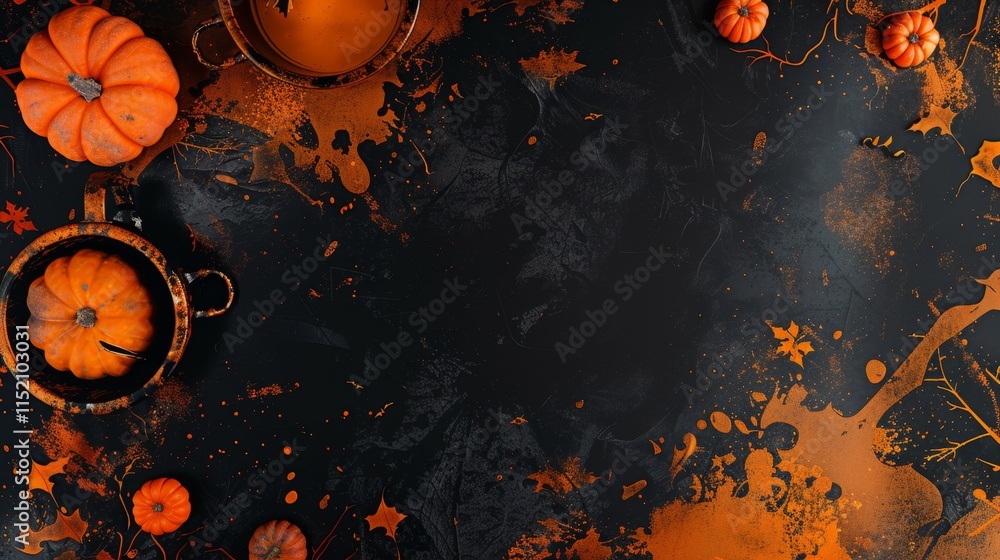 Halloween background with A black background with orange and black ...