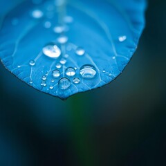 bokeh blue of  Closeup raindrops on blue leaf wallpaper macro blurred background concept of freshness in nature  abstract bokeh light background bright   