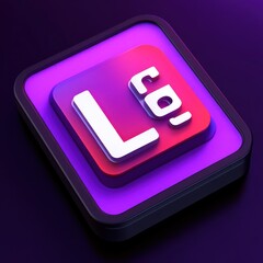 Wall Mural - 3d neon icon with letter l and .co domain.