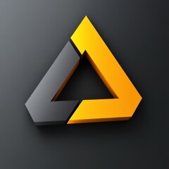 Sticker - abstract 3d geometric triangle design in yellow and gray on dark background.