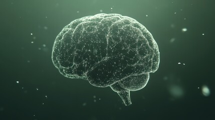 Canvas Print - abstract 3d rendering of a human brain, glowing network connections.