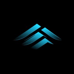 Wall Mural - abstract blue logo design on black background.