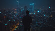© Teeraphon - Smart digital city with connection cyber security network reciprocity over the cityscape . future smart wireless digital city and social media networking systems that connects people within the city