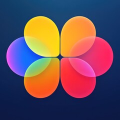 Wall Mural - abstract colorful four-petal flower design on dark background.