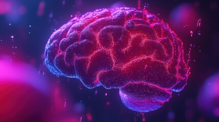 Wall Mural - abstract glowing human brain, neural network concept.