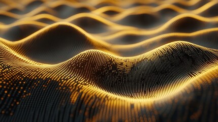 Wall Mural - abstract gold and black wavy surface texture.