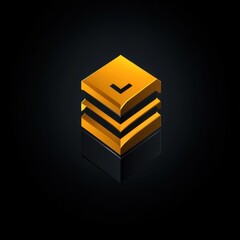 Wall Mural - abstract isometric gold and black cube logo design.