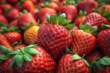 Vibrant Fresh Strawberries  High-Resolution Close-Up with Natural Glossy Texture.