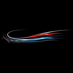 Canvas Print - abstract red, white, and blue light streaks on black background.