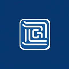 Wall Mural - abstract square logo design with letter g inside, minimalist style, blue color scheme.