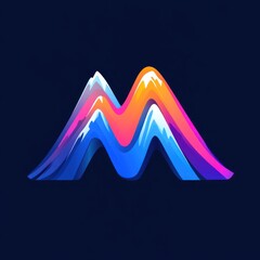 Sticker - abstract vibrant letter m shaped like colorful mountains.