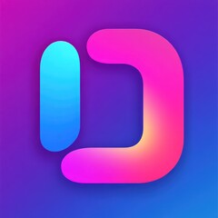 Wall Mural - abstract vibrant pink and blue letter d logo design.