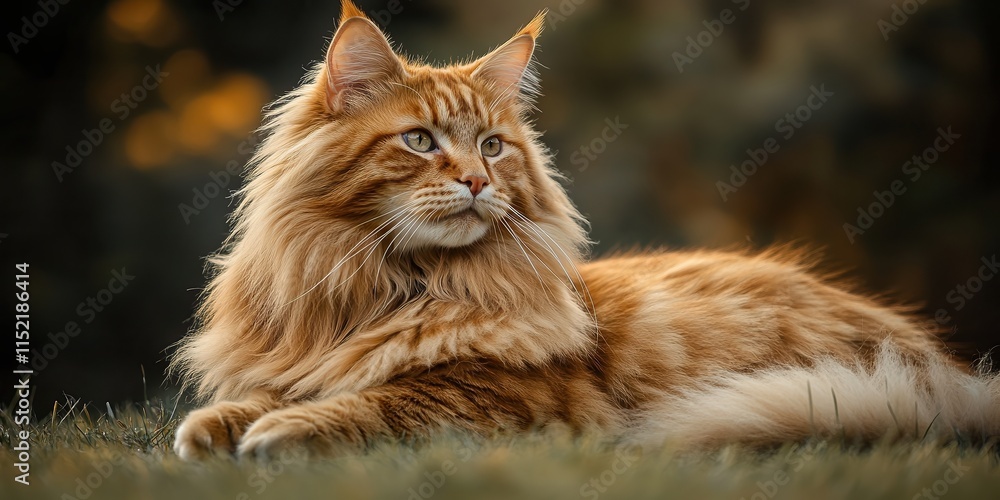 Ilustraci n De Stock Maine Coon Cat With Large Muscular Body And Bushy ilustraci-n-de-stock-maine-coon-cat-with-large-muscular-body-and-bushy