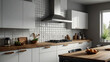 © Abdul - White-backed kitchen wall tile design, 3D rendering, and illustration