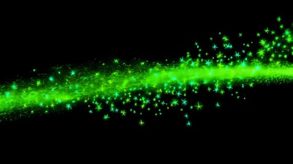 Fototapete - Swirling green light trails against a deep black backdrop. Sparkling particles create an elegant, mesmerizing effect. Dynamic abstract background video.