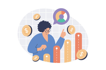 Aufkleber - Business analytics web concept with flat cartoon people for website design.