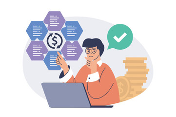 Aufkleber - Business analytics web concept with flat cartoon people for website design.