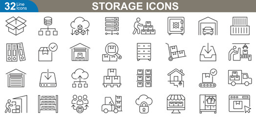 Wall Mural - storage icons set vector illustration.