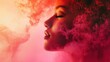 © Juan - Abstract portrait of a woman surrounded by pink smoke