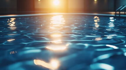 Ripple water surface and sun reflection in swimming pool