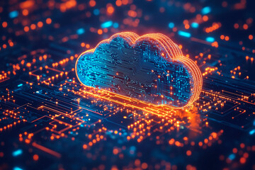 Wall Mural - A cloud computing concept on a circuit board
