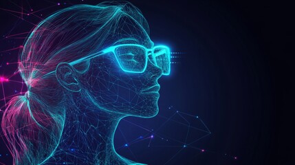 Wall Mural - futuristic assistant with glowing lines and natural light