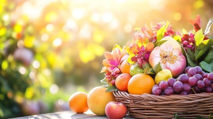 Sticker - Fresh Fruits on a Bright Outdoor Table