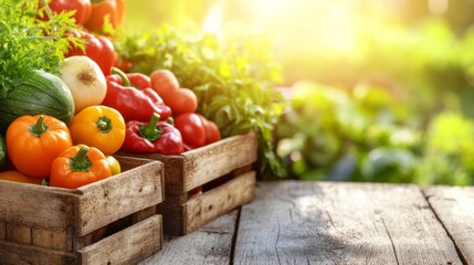 Sticker - Fresh Produce on Wooden Stalls in Soft Light