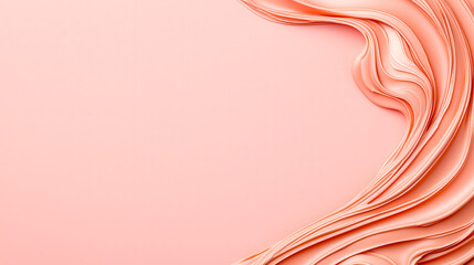 Poster - Soft peach-colored cream spreads across a smooth surface with elegant, flowing textures and patterns