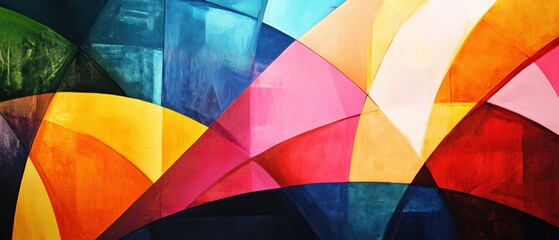 Wall Mural - abstract geometric painting with colorful shapes