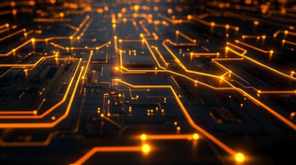 Wall Mural - vibrant technology circuit background with soft lighting