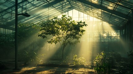 Sticker - Sunlight Streaming Through Greenhouse for Farming Activities