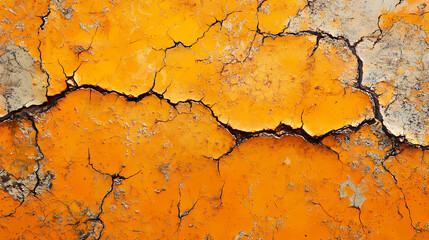 Wall Mural - closeup orange view cracked fissures