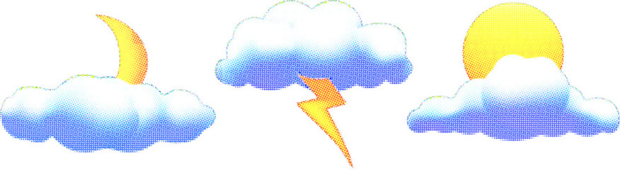 Wall Mural - colorful halftone dot clouds