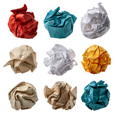 Wall Mural - set of Crumpled up paper balls isolated on white background, cut out 