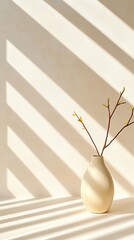 Poster - Japandi Inspired Vase Casting Elegant Shadows in Serene Natural Light